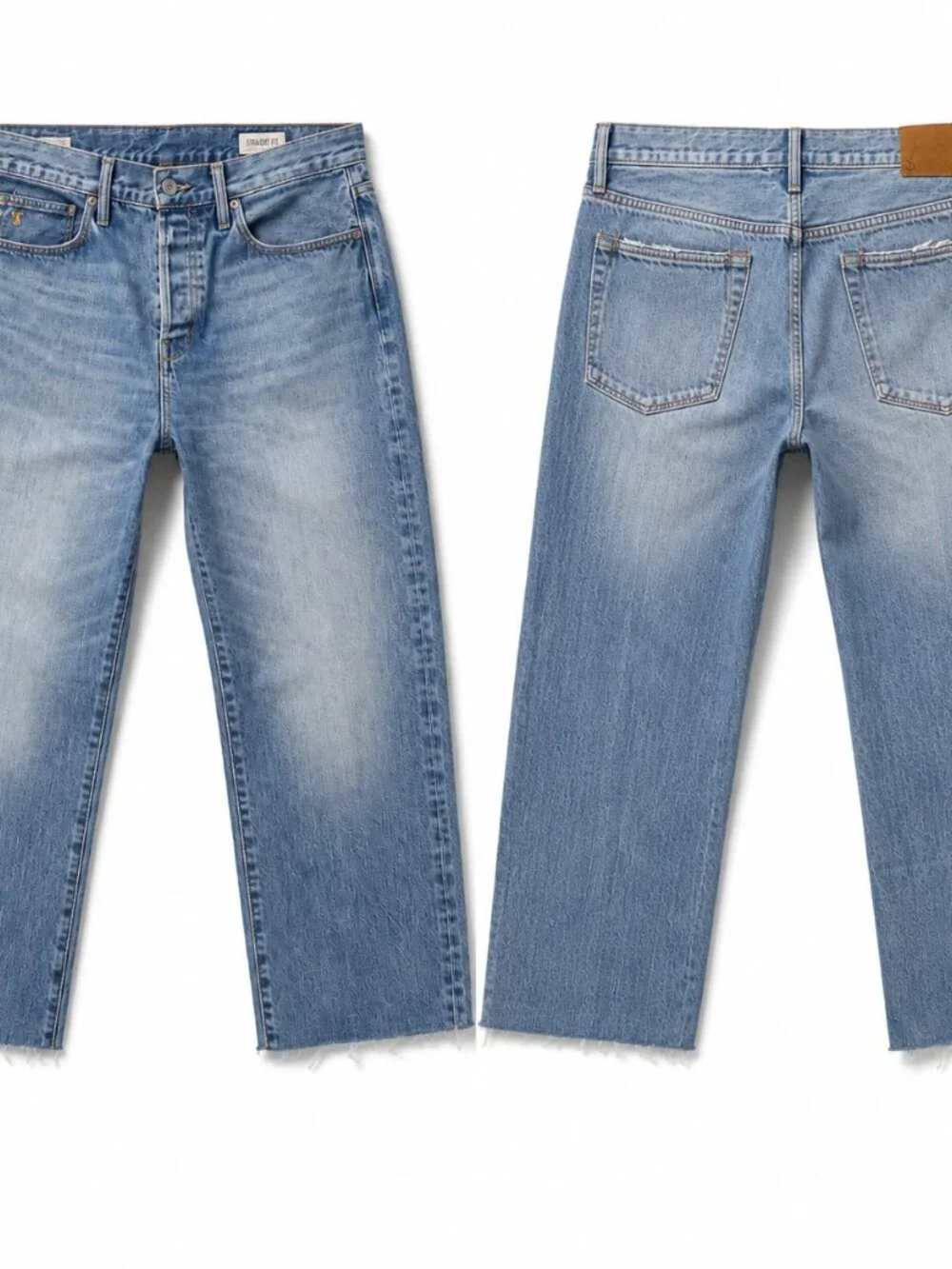 Todd Snyder Straight Fit Jeans 38x32 Medium Wash Cropped 27” Raw Hem